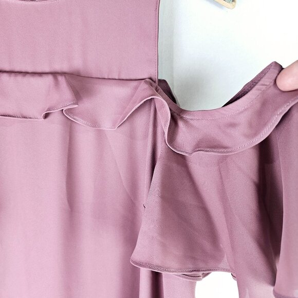 Amanda Uprichard Pirouette Henna Cold Shoulder Drop Waist Mauve Lined Dress, Sm - Picture 5 of 10